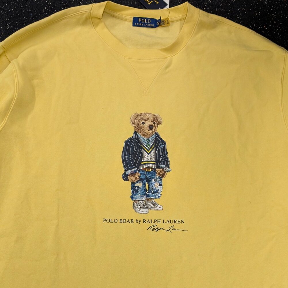 Ralph Lauren Yellow Polo Bear Crewneck Sweatshirt - Picture 2 of 7